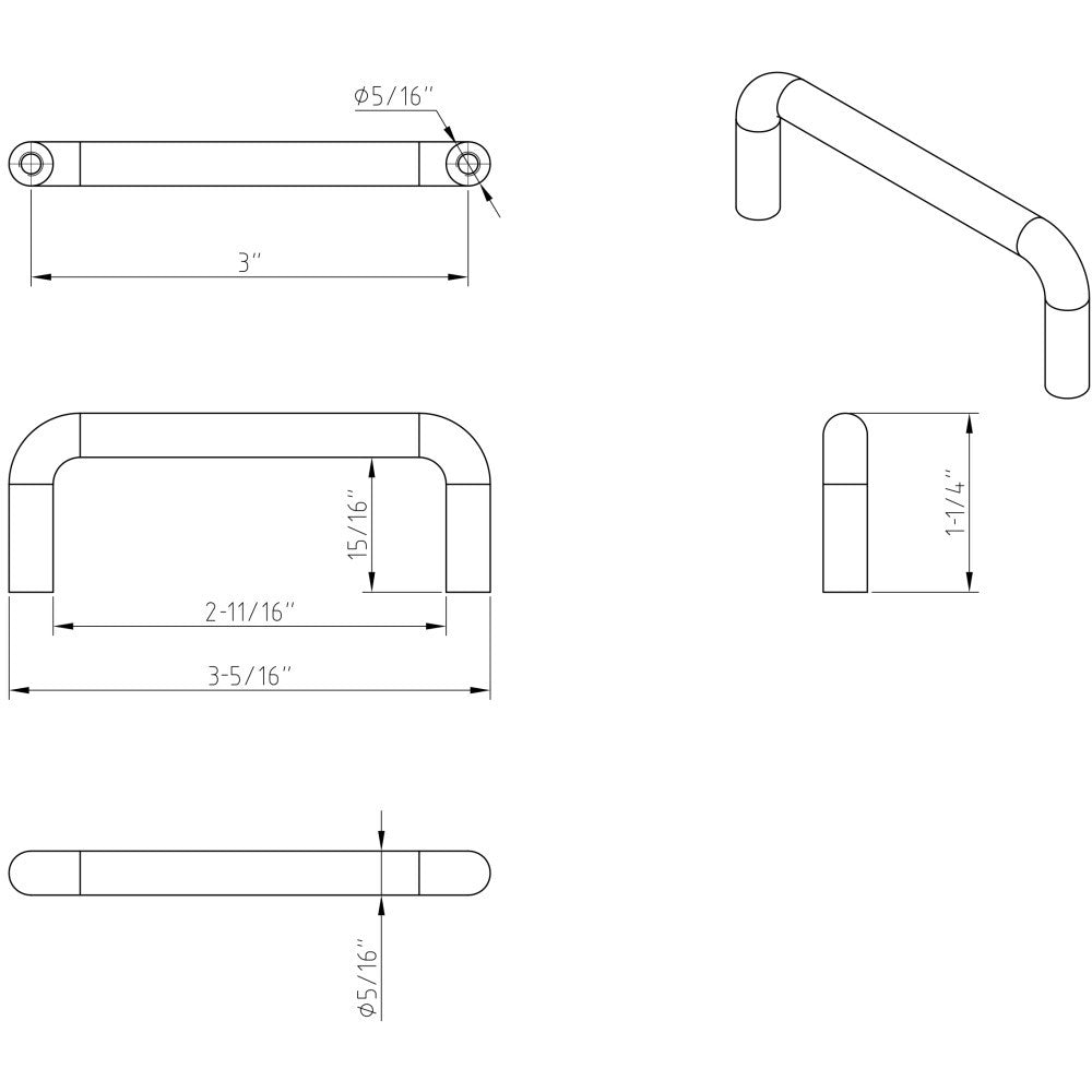 Elements K271-3SS: 3" cc Torino Wire Cabinet Pull - Stainless Steel