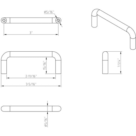 Elements K271-3SS: 3" cc Torino Wire Cabinet Pull - Stainless Steel