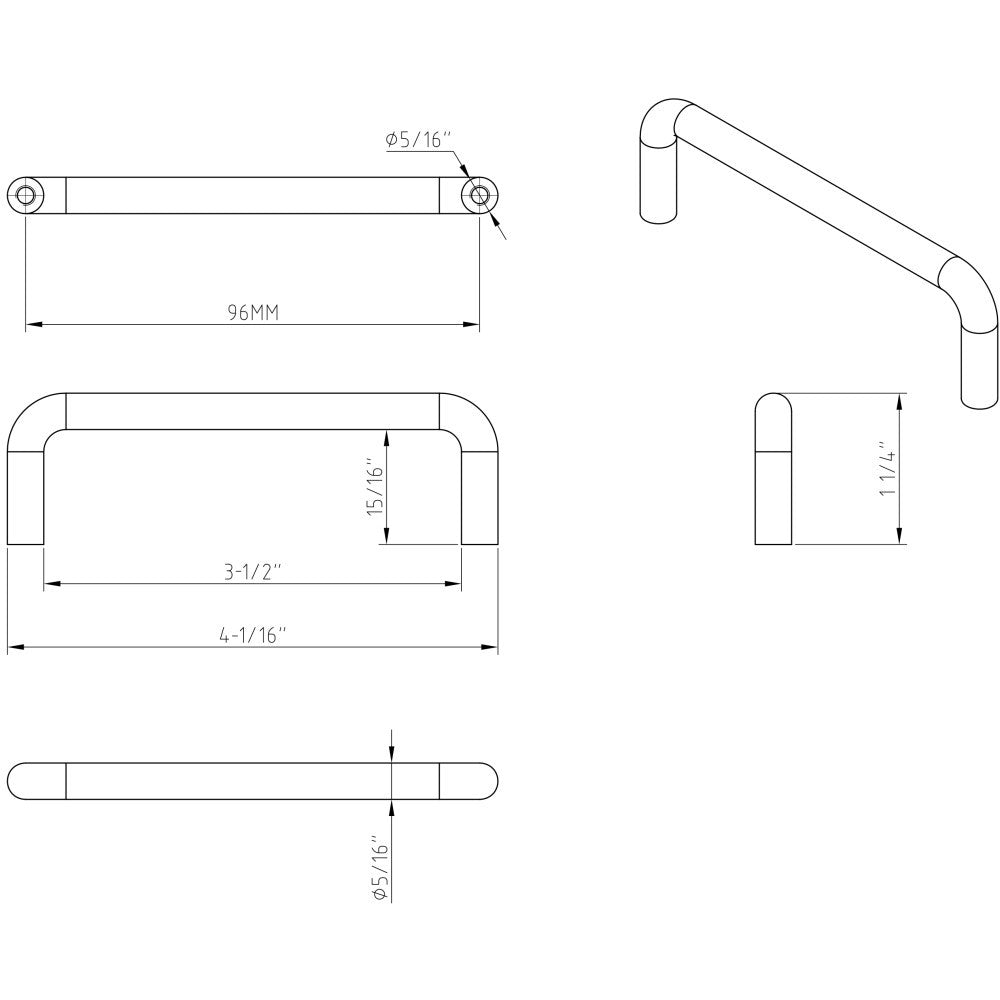 Elements K271-96-SS: 96 mm cc Torino Wire Cabinet Pull - Stainless Steel