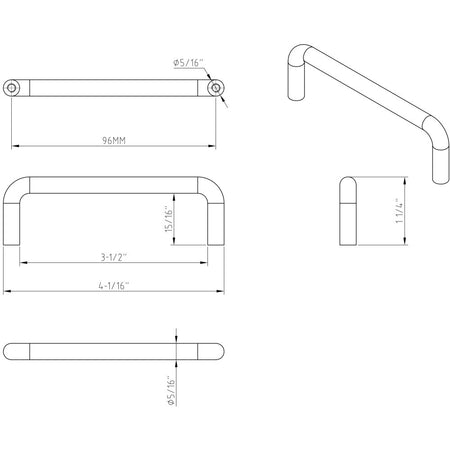 Elements K271-96-SS: 96 mm cc Torino Wire Cabinet Pull - Stainless Steel