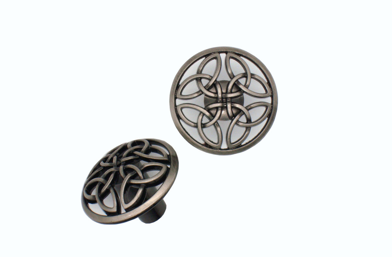 Buck Snort KB02296-7100: 1-3/8" Celtic Style Cabinet Knob - Oxidized Satin Nickel