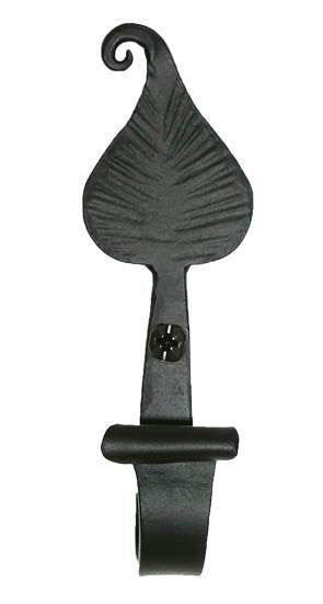 Acorn LMBBP: 5" Leaf Bath Hook - Black Forged Iron