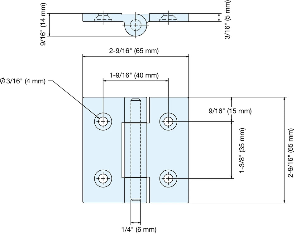 Sugatsune LSF-65: 65 x 65mm Butt Hinge - Mirror Stainless Steel