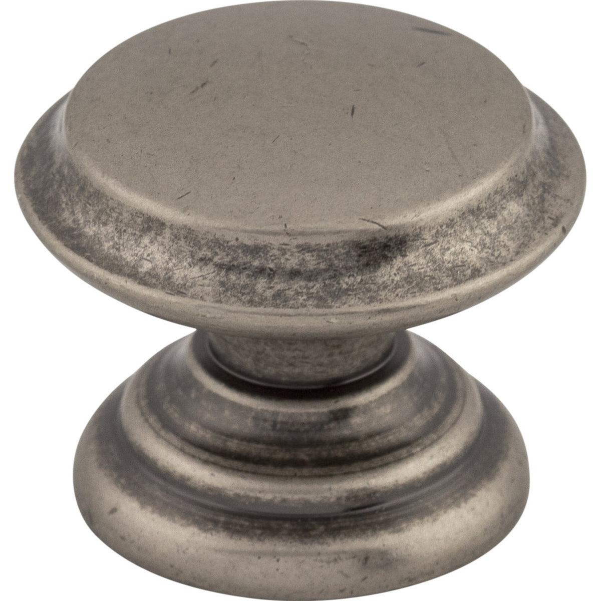 Top Knobs M1232: 1-3/8" Dakota Flat Top Round Cabinet Knob - Pewter Antique