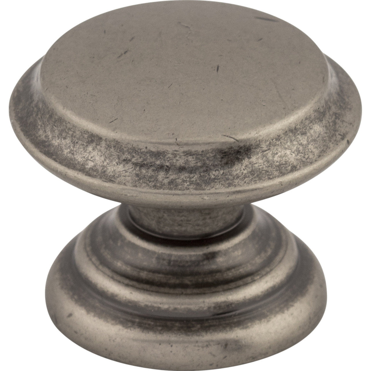 Top Knobs M1232: 1-3/8" Dakota Flat Top Round Cabinet Knob - Pewter Antique