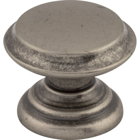 Top Knobs M1232: 1-3/8" Dakota Flat Top Round Cabinet Knob - Pewter Antique