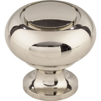 Top Knobs M1309: 1-1/4" Asbury Flat Top Round Cabinet Knob - Polished Nickel