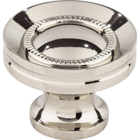 Top Knobs M1325: 1-1/4" Asbury Round Button Faced Cabinet Knob - Polished Nickel