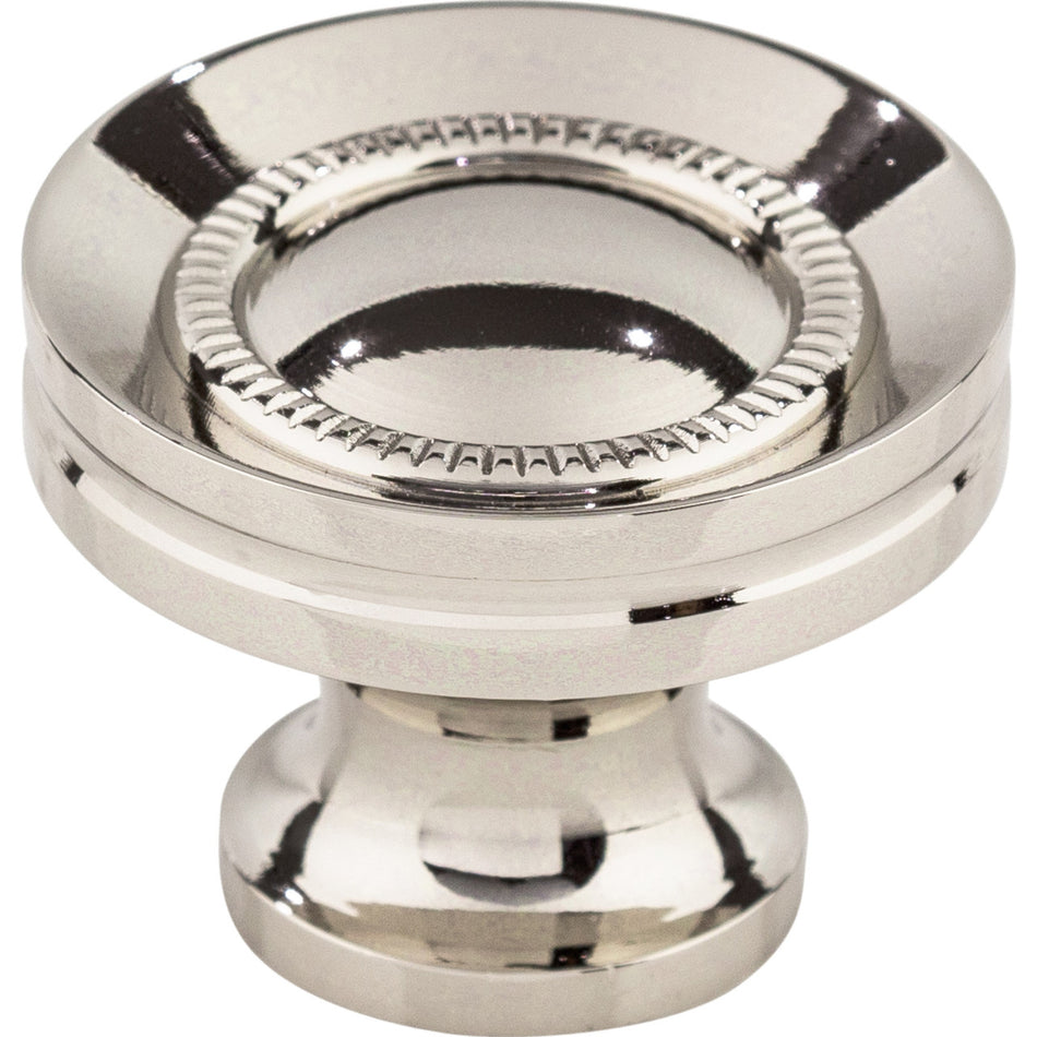 Top Knobs M1325: 1-1/4" Asbury Round Button Faced Cabinet Knob - Polished Nickel