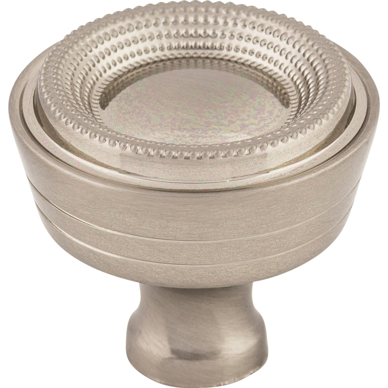 Top Knobs M1594: 1-5/16" Edwardian Beaded Round Cabinet Knob - Brushed Satin Nickel