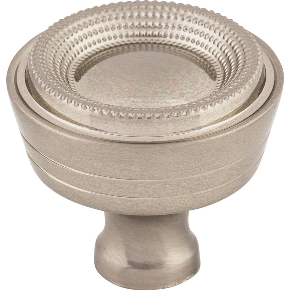 Top Knobs M1594: 1-5/16" Edwardian Beaded Round Cabinet Knob - Brushed Satin Nickel