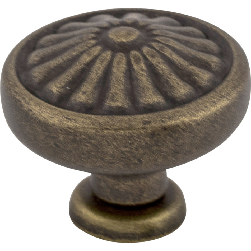 Top Knobs M1597: 1-1/4" Normandy Round Flower Cabinet Knob - German Bronze