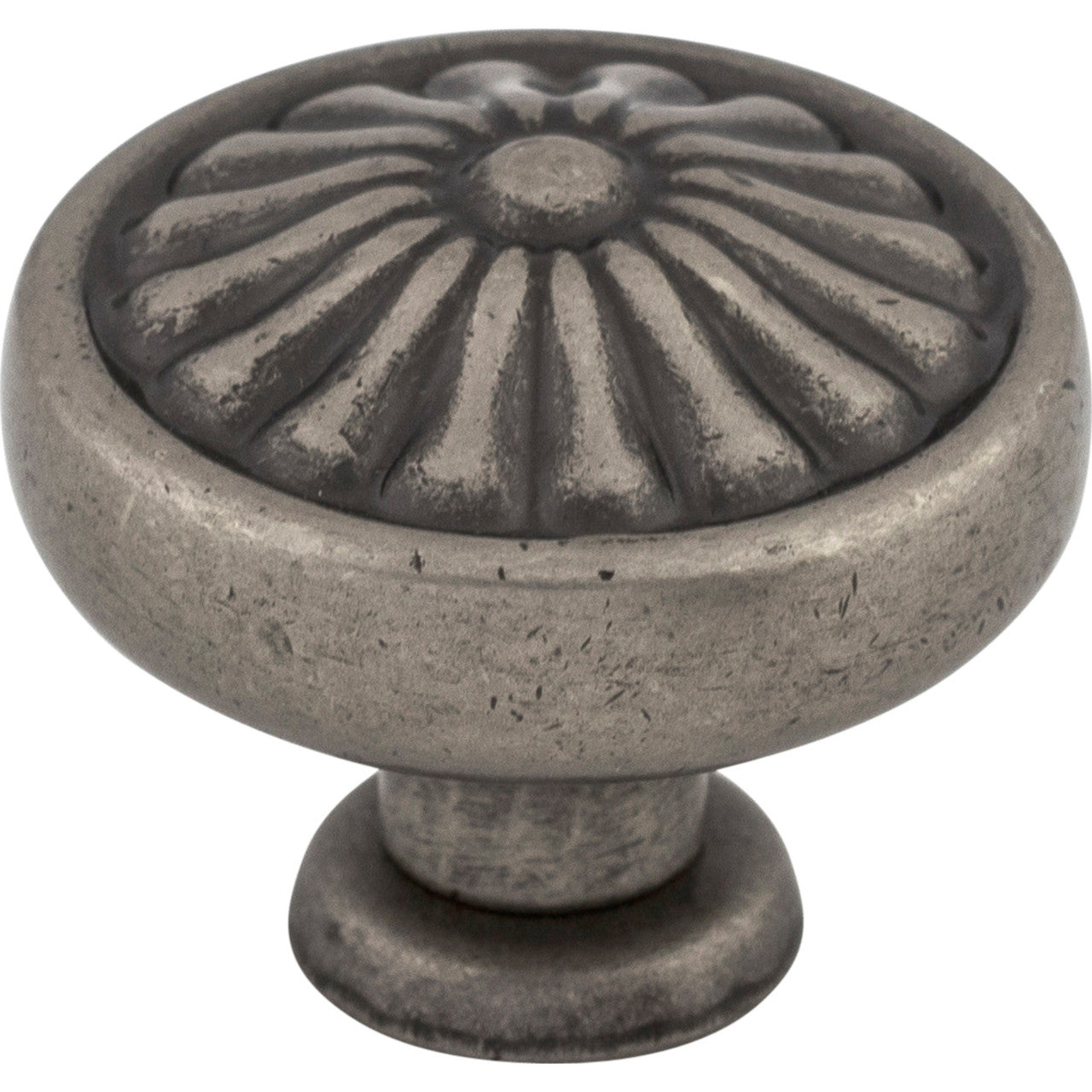 Top Knobs M1598: 1-1/4" Normandy Round Flower Cabinet Knob - Pewter Antique