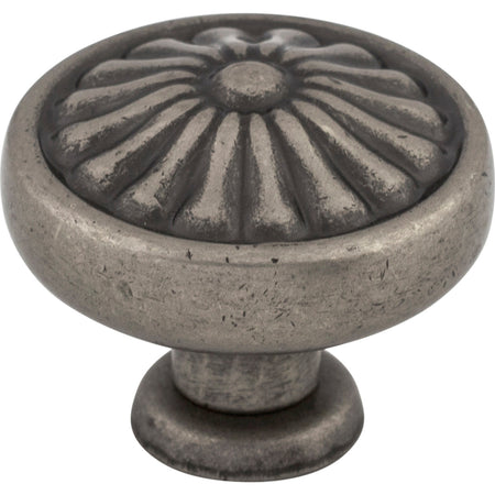 Top Knobs M1598: 1-1/4" Normandy Round Flower Cabinet Knob - Pewter Antique