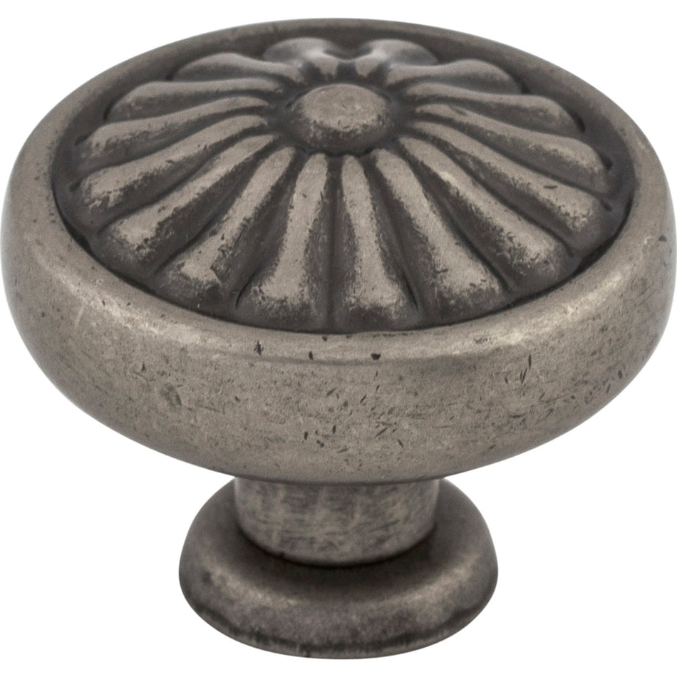 Top Knobs M1598: 1-1/4" Normandy Round Flower Cabinet Knob - Pewter Antique