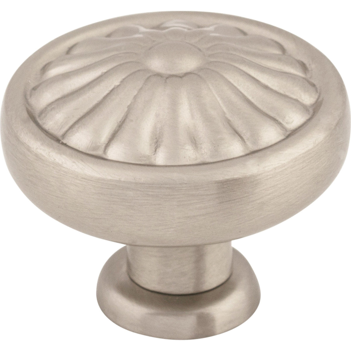 Top Knobs M1599: 1-1/4" Normandy Round Flower Cabinet Knob - Brushed Satin Nickel