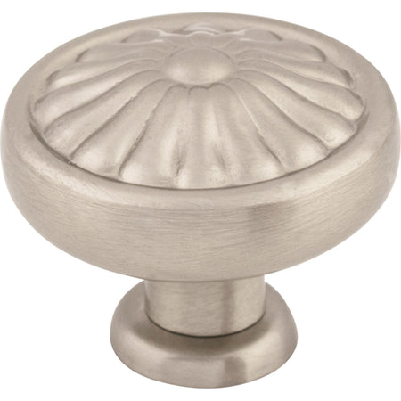 Top Knobs M1599: 1-1/4" Normandy Round Flower Cabinet Knob - Brushed Satin Nickel