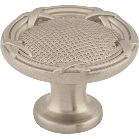 Top Knobs M1617: 1-1/4" Ribbon & Reed Round Cabinet Knob - Brushed Satin Nickel