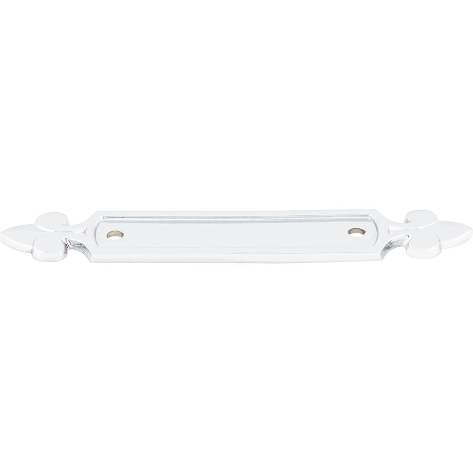 Top Knobs M2127: 2-1/2" cc Dover Rectangle Backplate - Polished Chrome