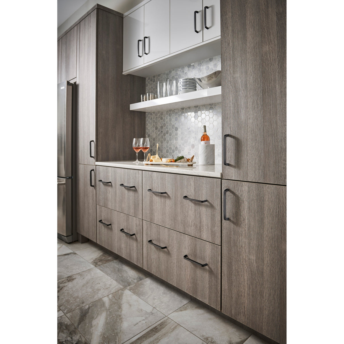 Top Knobs M2182: 7-9/16" cc Nouveau III Tapered Bar Cabinet Pull - Ash Gray