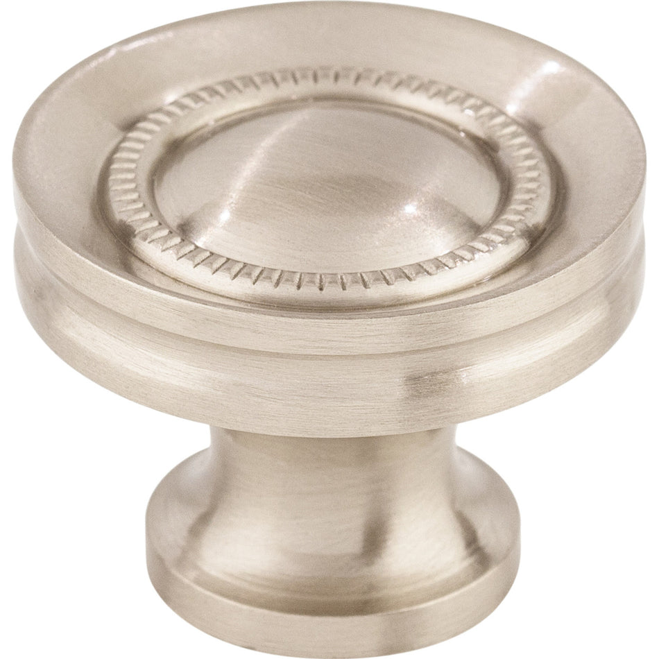 Top Knobs M292: 1-1/4" Asbury Round Button Faced Cabinet Knob - Brushed Satin Nickel