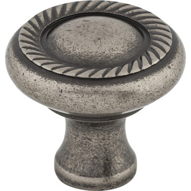 Top Knobs M329: 1-1/4" Swirl Cut Round Cabinet Knob - Pewter Antique