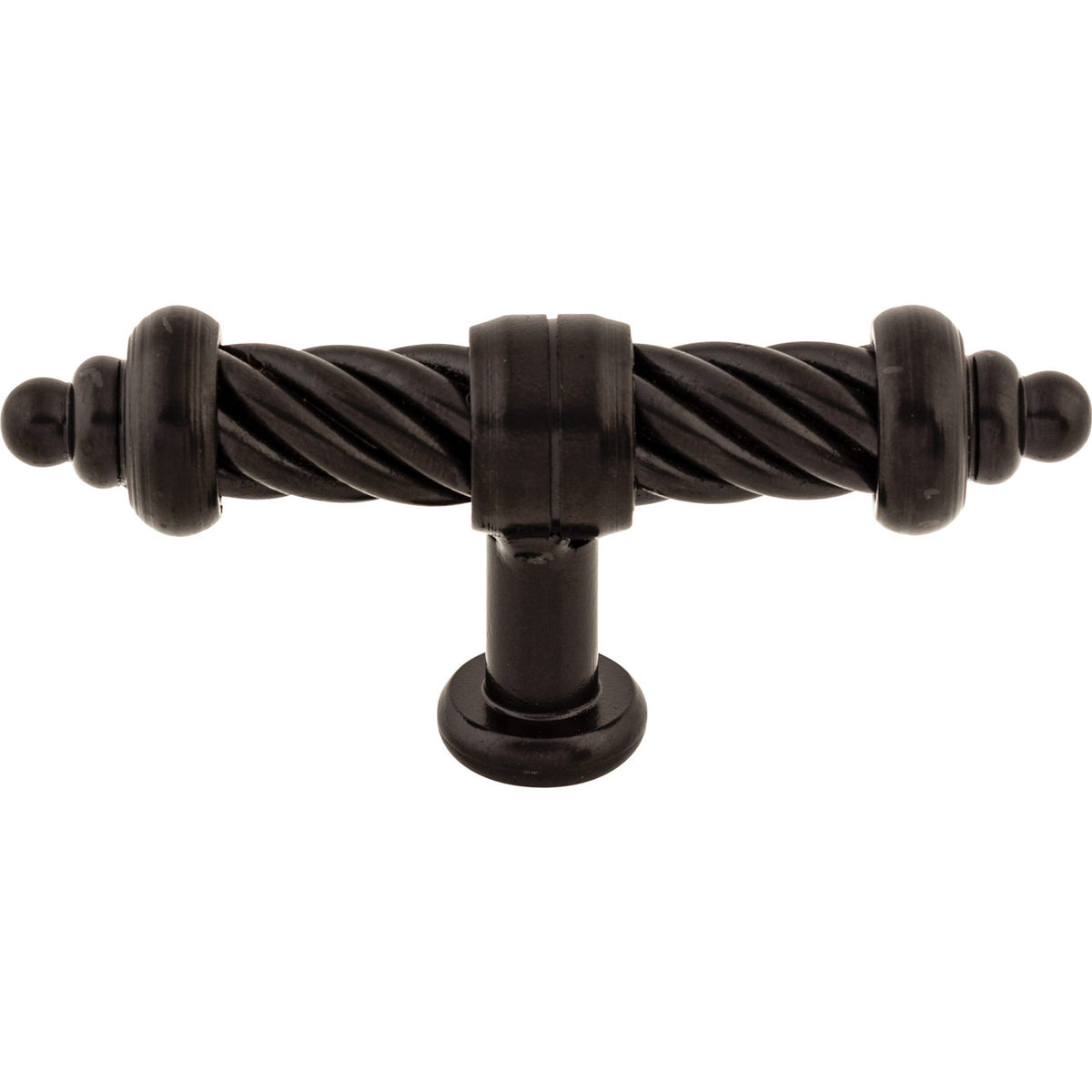 Top Knobs M629: 3-5/8" Twisted T-Bar Cabinet Knob - Patina Black