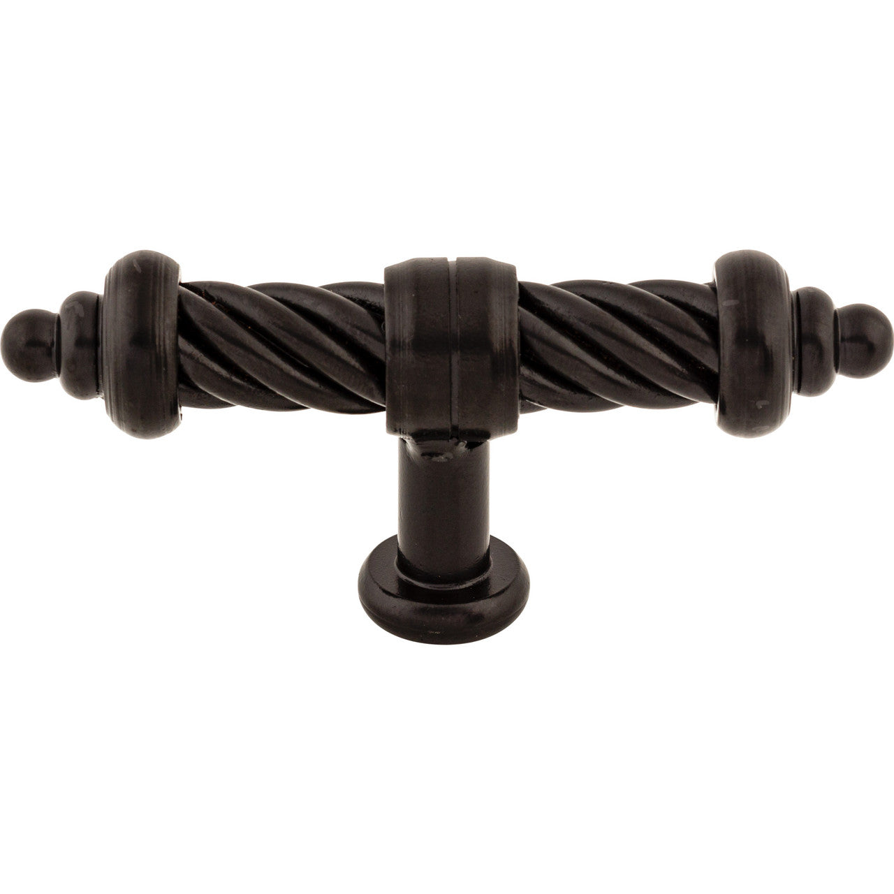 Top Knobs M629: 3-5/8" Twisted T-Bar Cabinet Knob - Patina Black