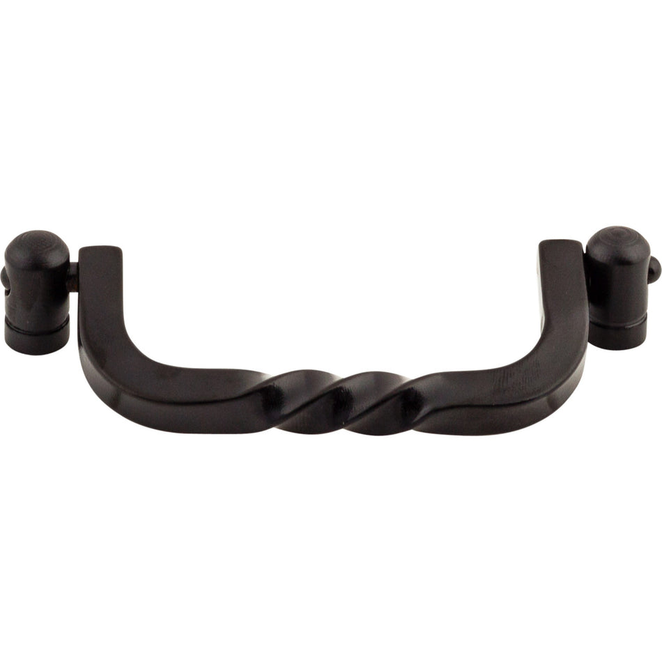 Top Knobs M644: 3-3/4" cc Twisted Drop Bail Cabinet Pull - Patina Black