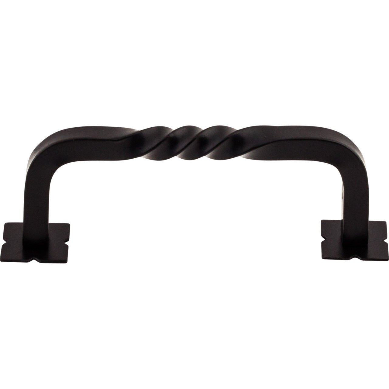 Top Knobs M713: 3-3/4" cc Twisted D-Handle Cabinet Pull - Patina Black