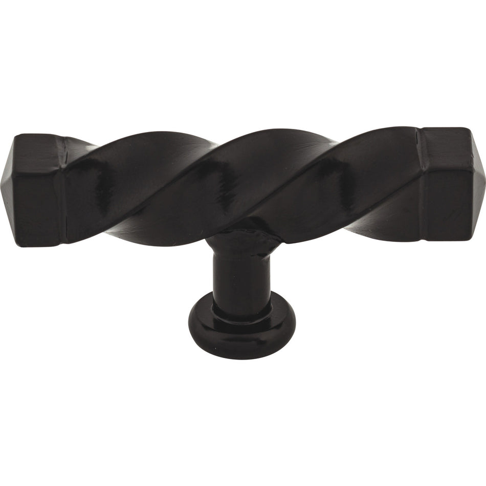 Top Knobs M740: 3-3/16" Twisted T-Bar Cabinet Knob - Patina Black