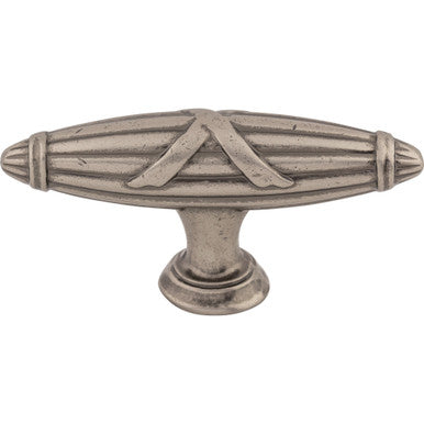 Top Knobs M929: 2-3/4" Ribbon & Reed T-Bar Cabinet Knob - Pewter Antique