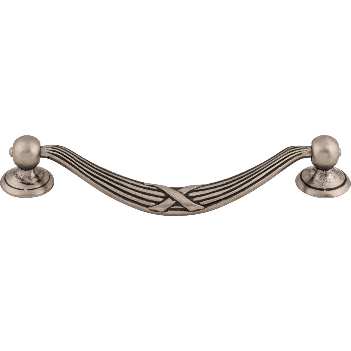 Top Knobs M932: 5-1/16" cc Ribbon & Reed Drop Bail Cabinet Pull - Pewter Antique