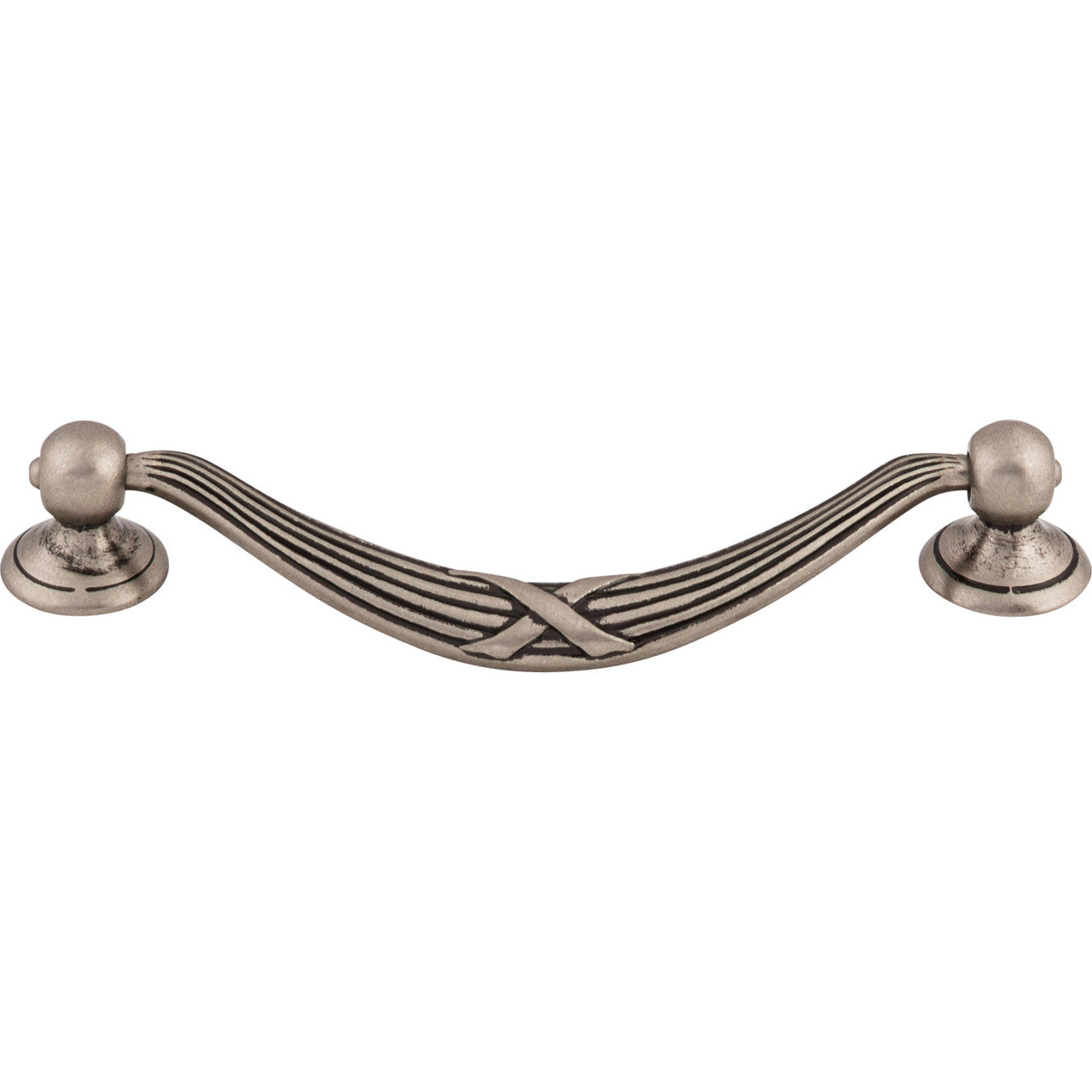 Top Knobs M932: 5-1/16" cc Ribbon & Reed Drop Bail Cabinet Pull - Pewter Antique