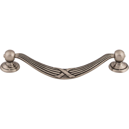 Top Knobs M932: 5-1/16" cc Ribbon & Reed Drop Bail Cabinet Pull - Pewter Antique