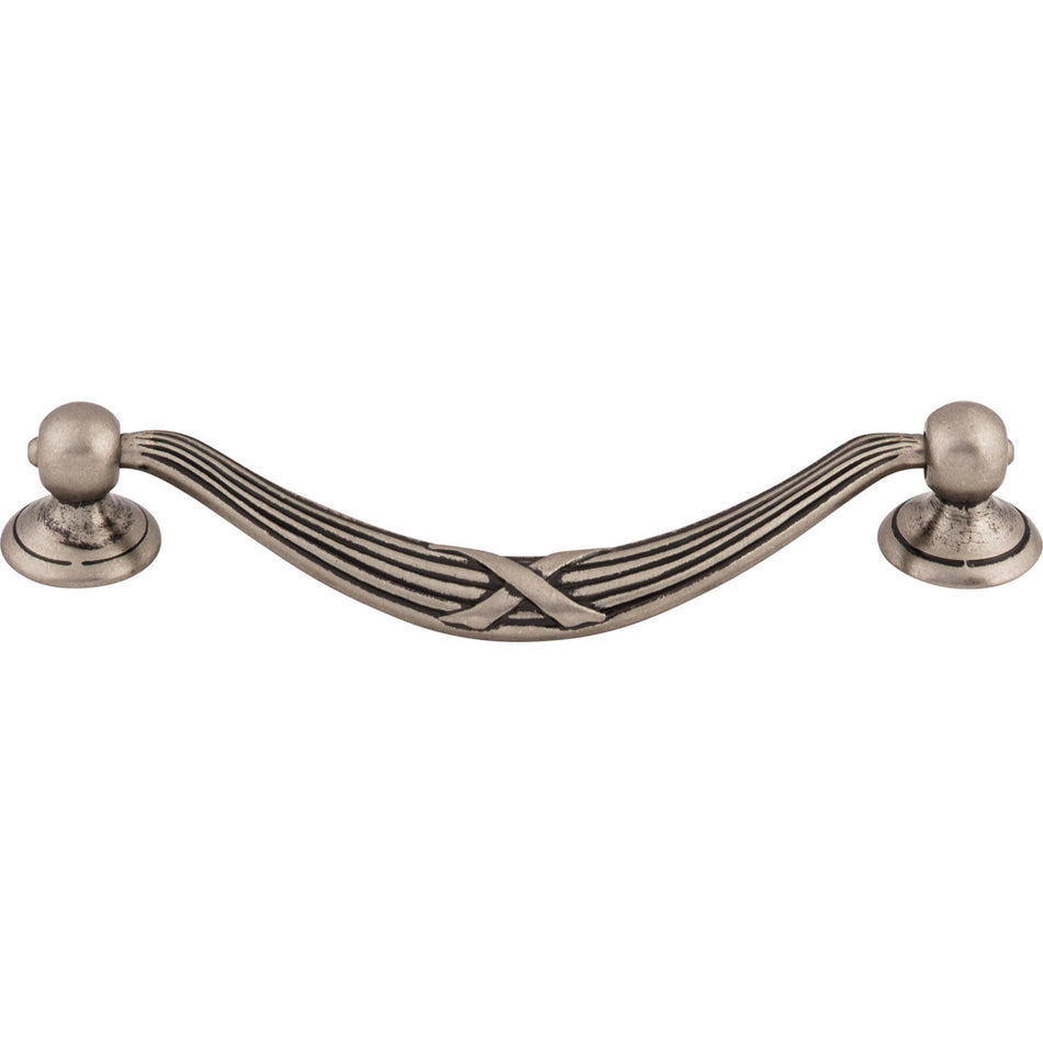 Top Knobs M932: 5-1/16" cc Ribbon & Reed Drop Bail Cabinet Pull - Pewter Antique