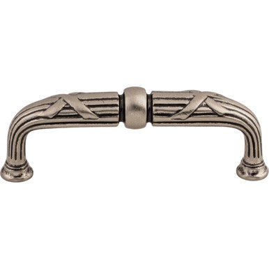 Top Knobs M935: 3-3/4" cc Ribbon & Reed D-Handle Cabinet Pull - Pewter Antique