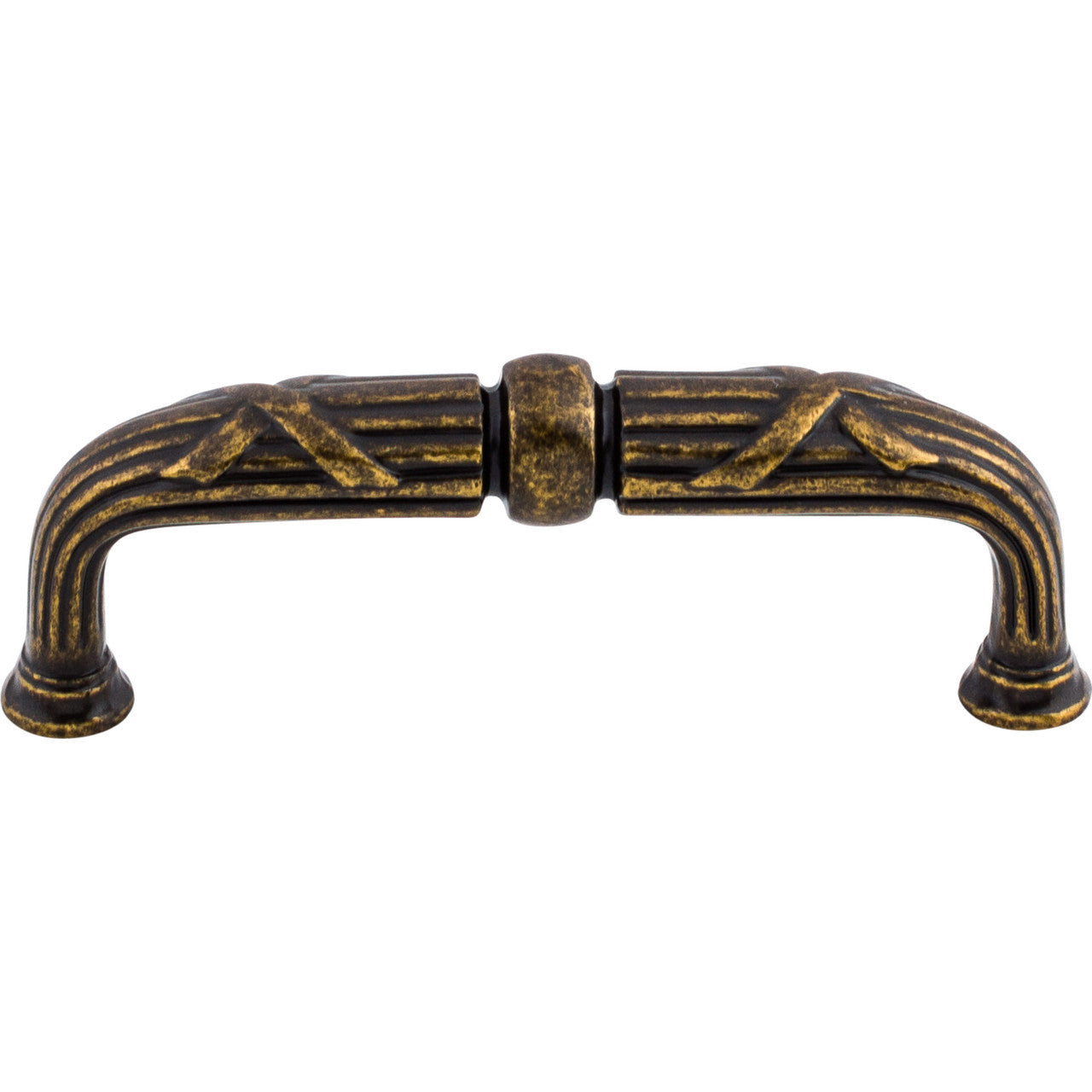 Top Knobs M936: 3-3/4" cc Ribbon & Reed D-Handle Cabinet Pull - German Bronze