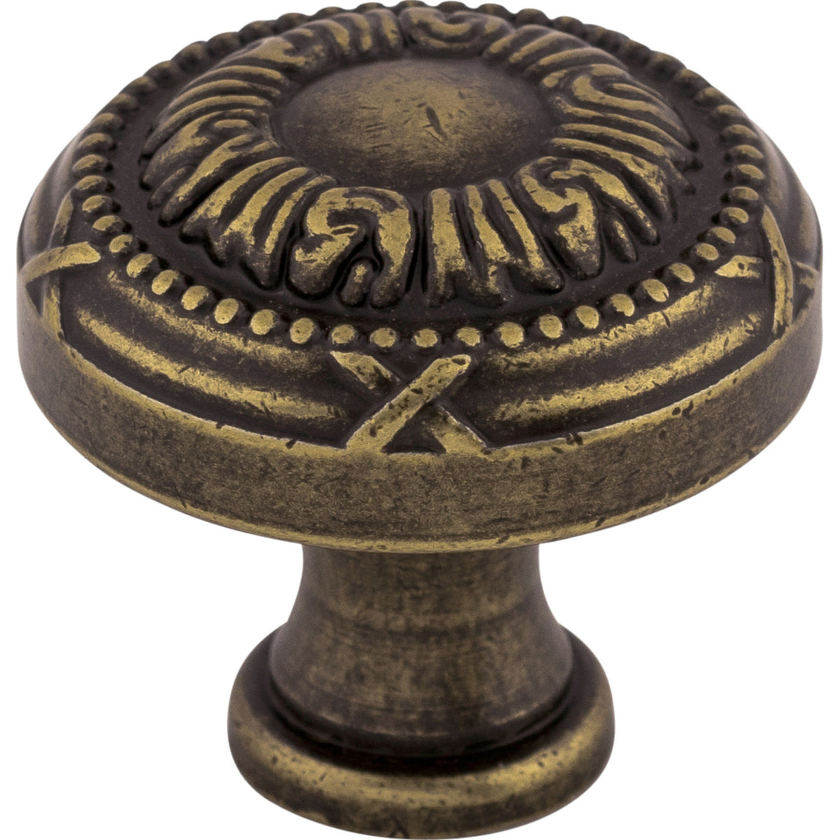 Top Knobs M960: 1-1/4" Ribbon Round Cabinet Knob - German Bronze