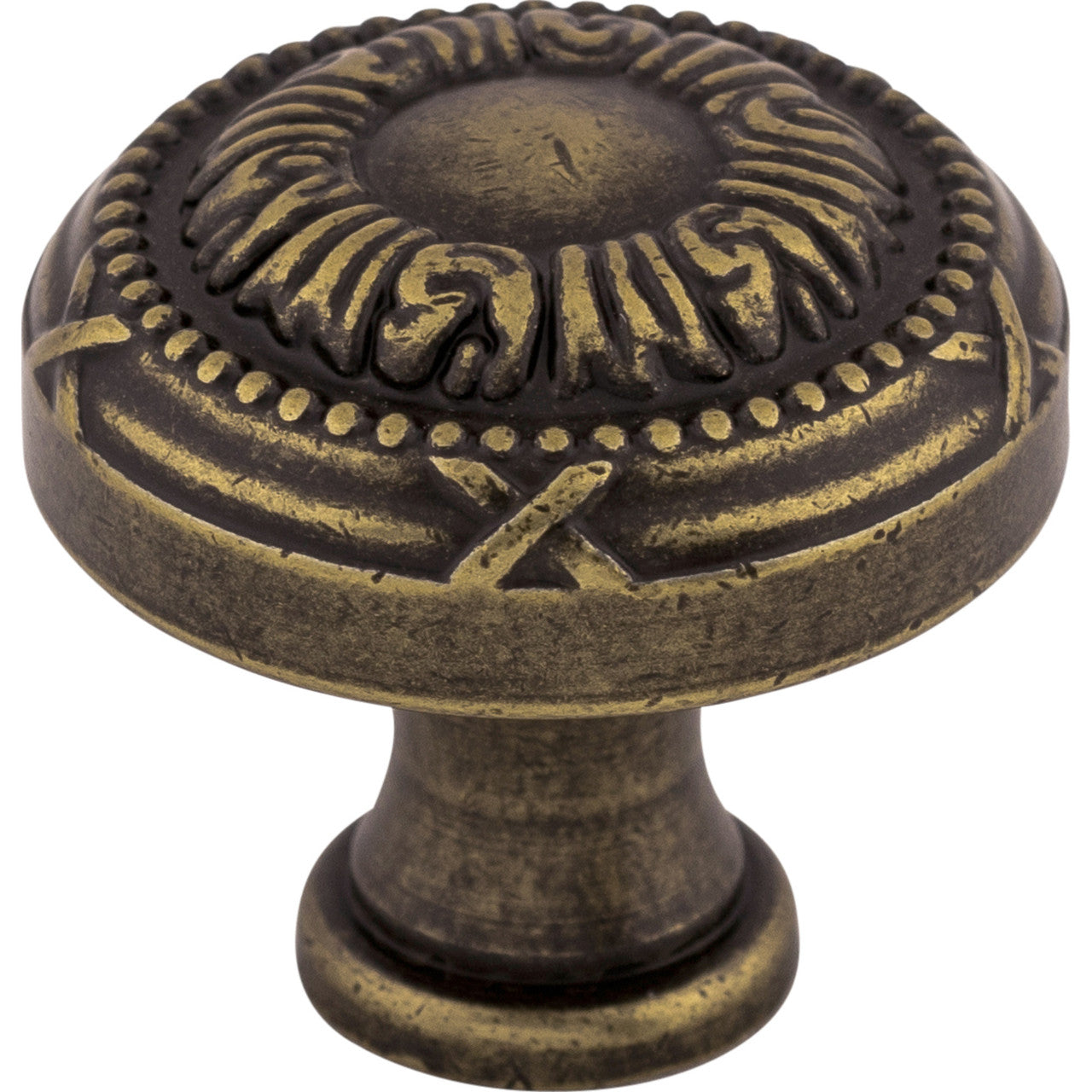 Top Knobs M960: 1-1/4" Ribbon Round Cabinet Knob - German Bronze