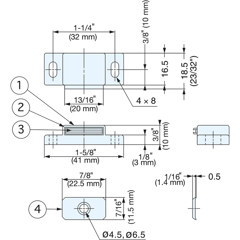 Sugatsune MC0097/WHT-1: 41mm Magnetic Catch - White