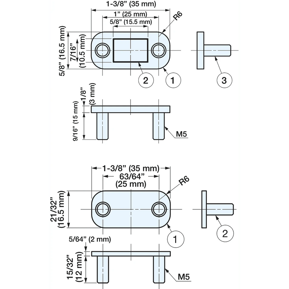Sugatsune MC-159-4-ST: 35mm Through Bolt Magnetic Catch - Polished Stainless Steel