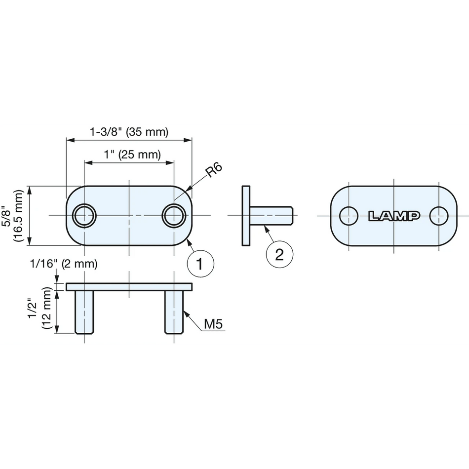 Sugatsune MC-159U-ST: 35mm Through Bolt Strike Plate - Polished Stainless Steel
