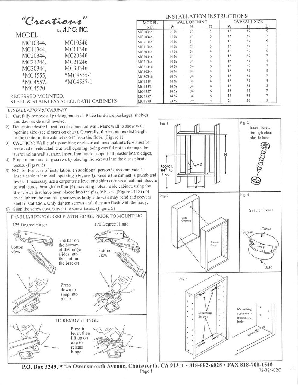 Specificaton Sheet