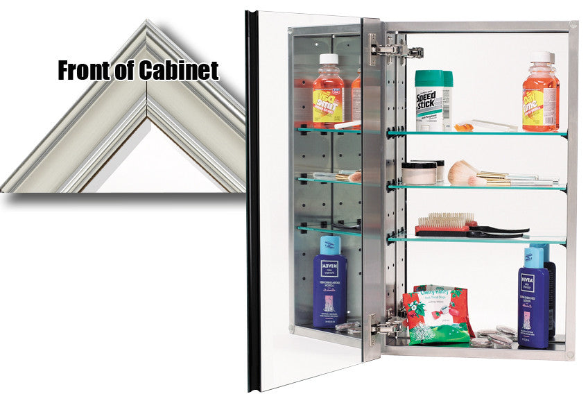 Alno MC30244-SN: 15" x 25" 3000 Series Cabinet/Beveled Mirror - Nickel Frame