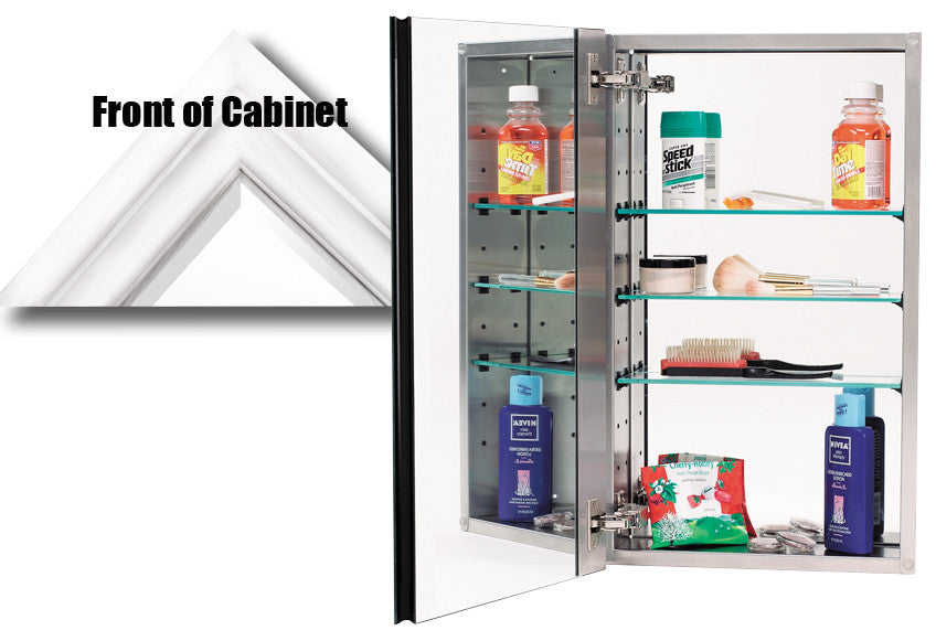 Alno MC30244-W: 15" x 25" 3000 Series Cabinet w/Beveled Mirror and White Frame