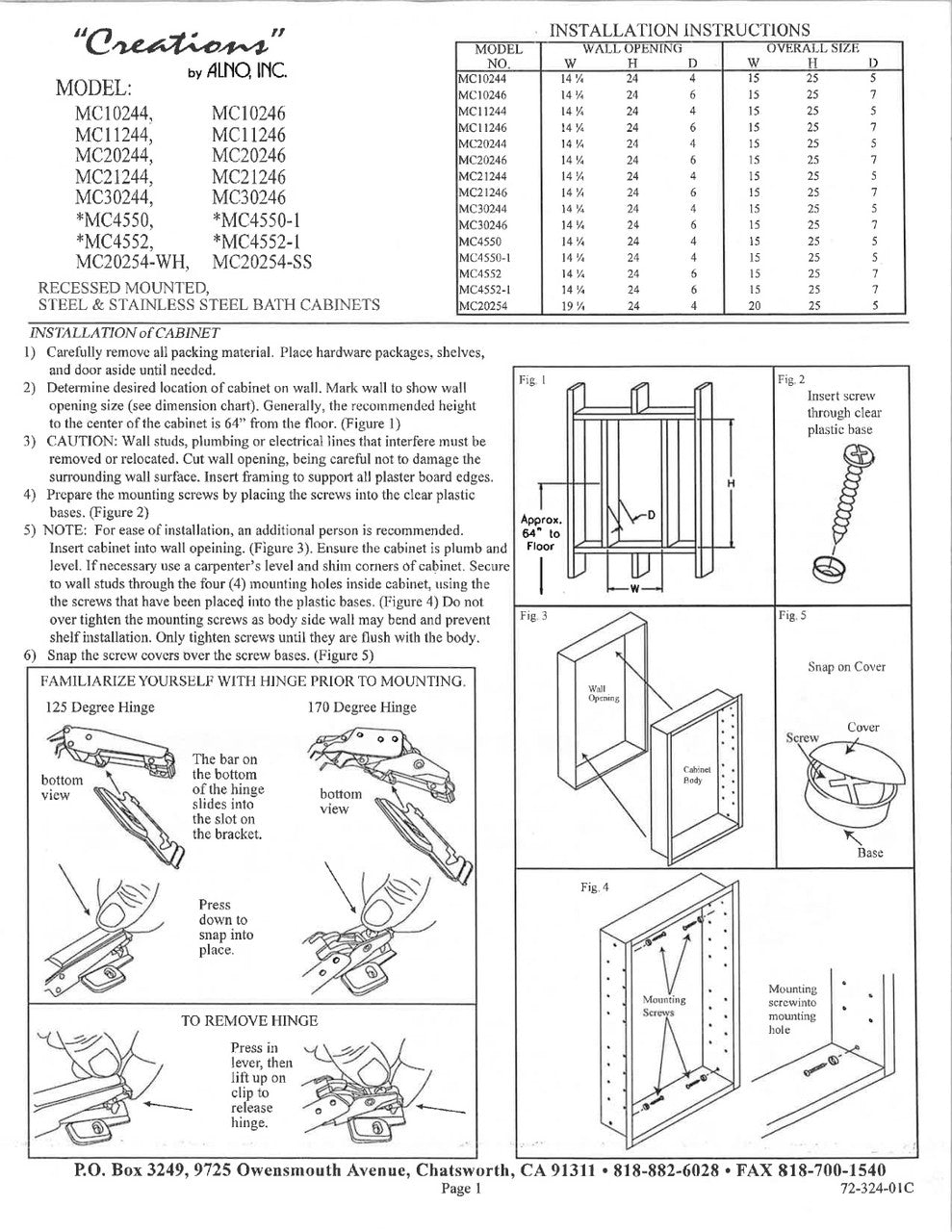Specificaton Sheet