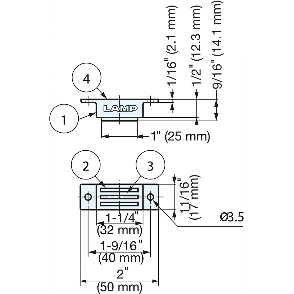 Sugatsune MC0083-N: 50mm Extra Heavy Duty Magnetic Catch - Plain Stainless Steel