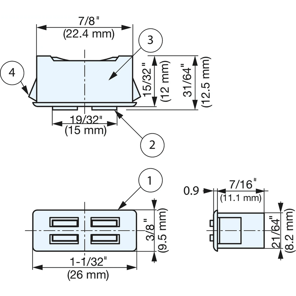 Sugatsune MC-FS34GB: 26mm Snap-In Magnetic Catch - Grey