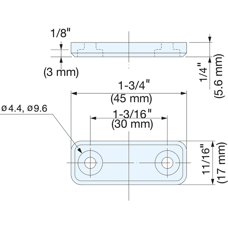 Sugatsune MC-JMP45BL: Sugatsune MC-JMP45BL: 45mm Sealed Strike Plate - White
